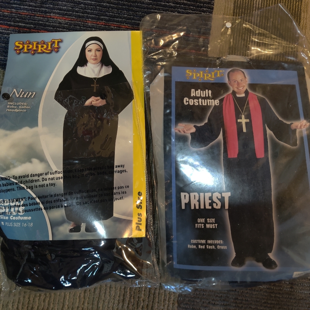 Plus size nun, one size fits most priest costumes
